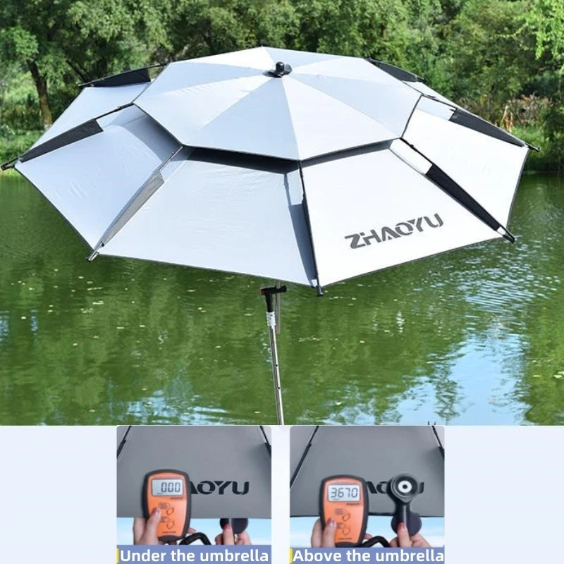 2.0/2.2/2.4/2.6M Adjustable Big Umbrella Double Thickened Layer Folding Beach Parasol