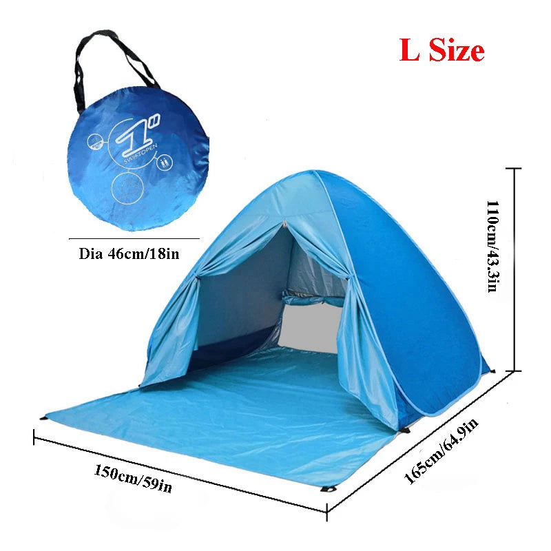 2-3Persons Pop Up Beach Tent  UV50+ Portable Ultralight Sunscreen