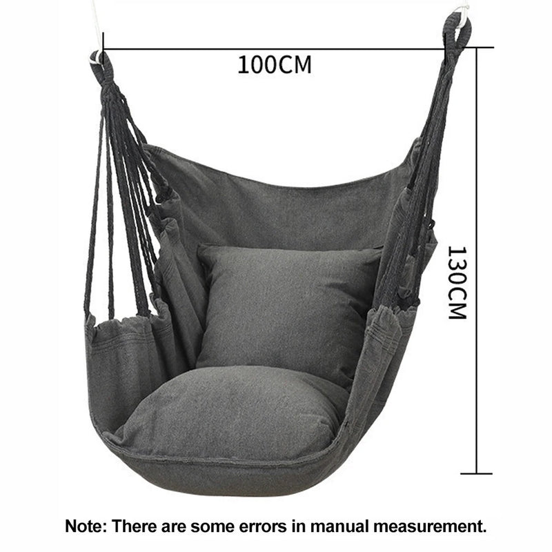 HooRu Hammock Chair Outdoor Hanging Rope Swing with Pillow