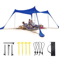 Family Beach Awning Ultralight Sun Shade Tent With Sandbag UPF50+ UV Large Portable Beach Canopy 300x300x200cm