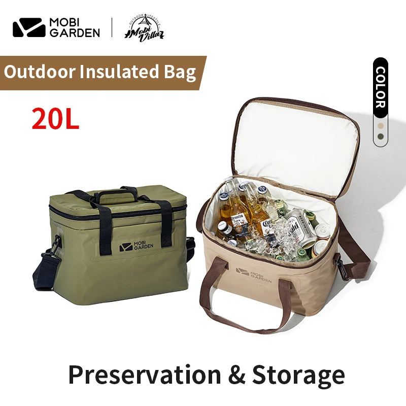 MOBI GARDEN 20L Ice Cooler Insulated Bag for Camping Outdoor Picnic Beach Drinks Beer Travel Food Storage Bag Leakproof PVC Pack