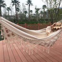 Macrame Fringe Hammock Boho Balcony Hammock Handmade Tassels Hammock 2 Person Double Hammock