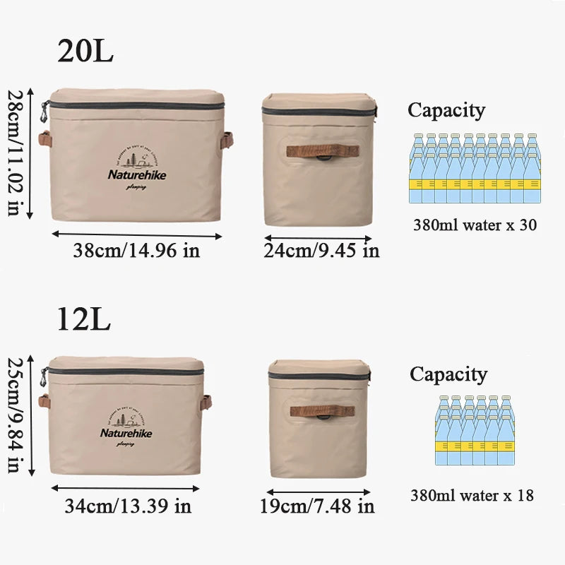 Naturehike Lunch Bag PVC Insulation Package 12L 20L Large Capacity Outdoor Cooler