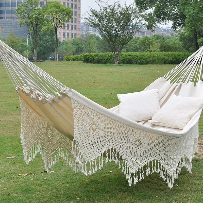 Maximum 300kg Hammock Large Brazilian Macrame Bohemia Tassel Hammock Swing Net Chair Out/Indoor Hanging Hammock Swings